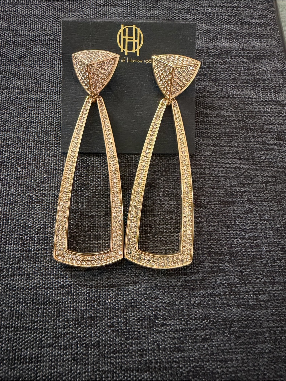 House of Harlow 1960 Rose Gold Pave Open Drop Earrings